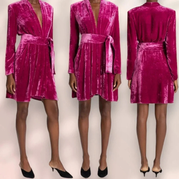 A.L.C. Kiera Velvet Dress Whimsigoth Fuchsia Pink Size 2 - Picture 12 of 13